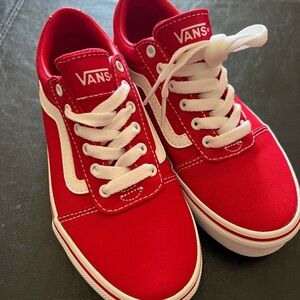 NWT Red Vans - Youth SIZE 1 - with white laces